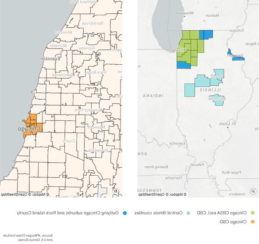伊利诺伊州的小企业样本地图覆盖了城市化的县.